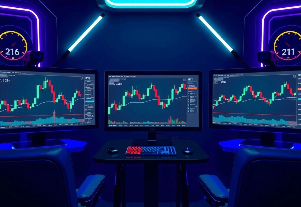 Gráficos de velas japonesas integrados en interfaz de gaming
